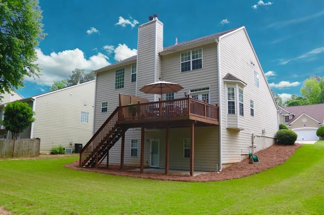 318 Ivy Manor Dr NW, Marietta, GA 30064 - rear view of property featuring a wooden deck, stairs, and a chimney