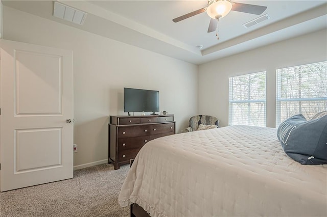 bedroom featuring carpet floors, baseboards, and a ceiling fan