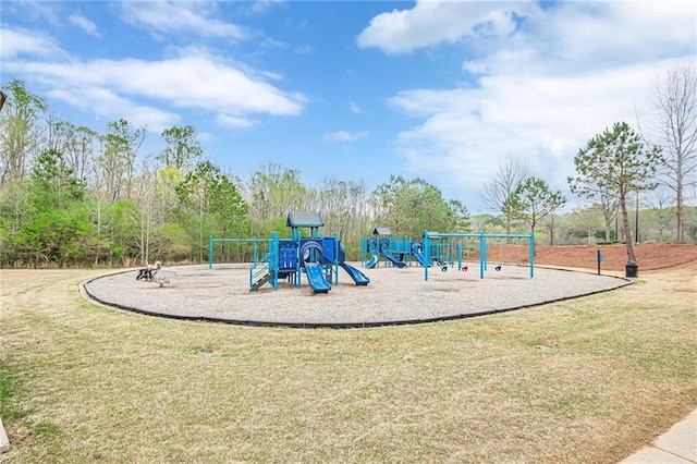 community playground with a lawn