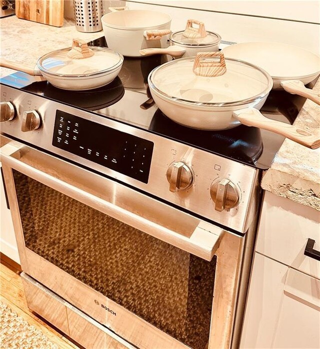 interior details featuring stainless steel range with electric cooktop