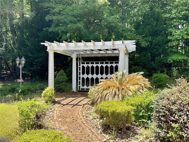 view of property's community with a pergola