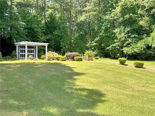 view of yard with a pergola