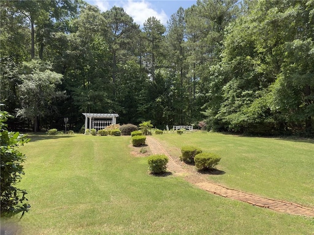 view of yard featuring a pergola