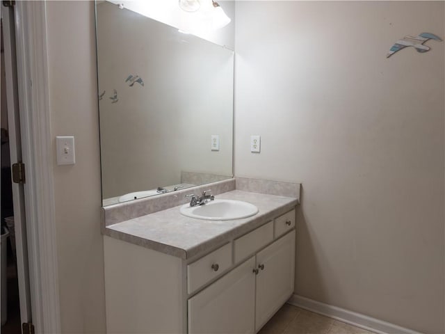 111 Bexley Ln, Douglasville, GA 30134 - bathroom with vanity, tile patterned flooring, and baseboards