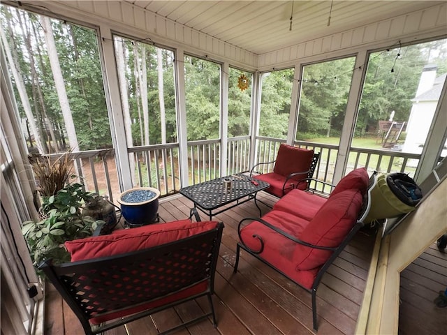 111 Bexley Ln, Douglasville, GA 30134 - sunroom / solarium featuring an outdoor hangout area and a ceiling fan