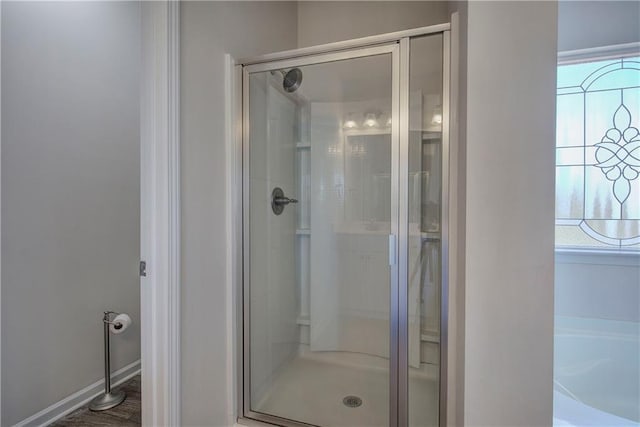 bathroom with plus walk in shower