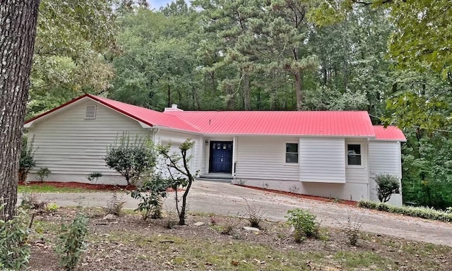 view of single story home