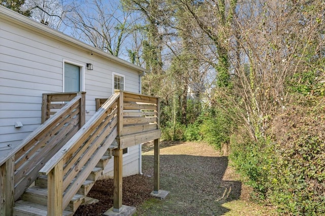 view of yard with a wooden deck