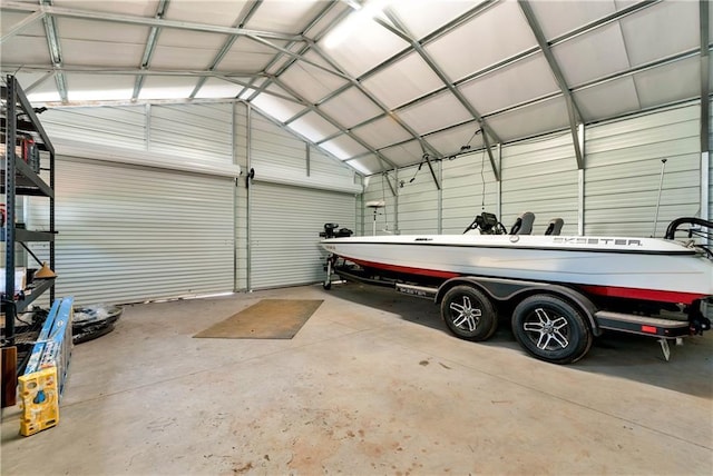 garage with metal wall