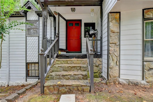 entrance to property with a porch