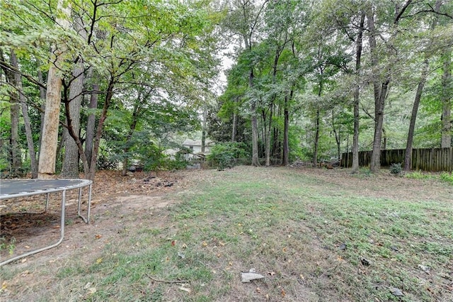 view of yard featuring a trampoline