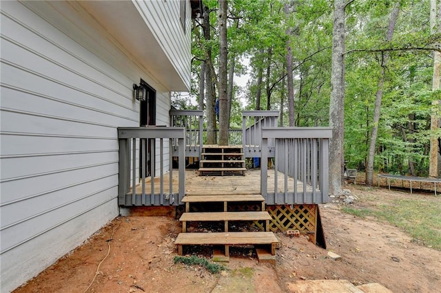 deck with a trampoline