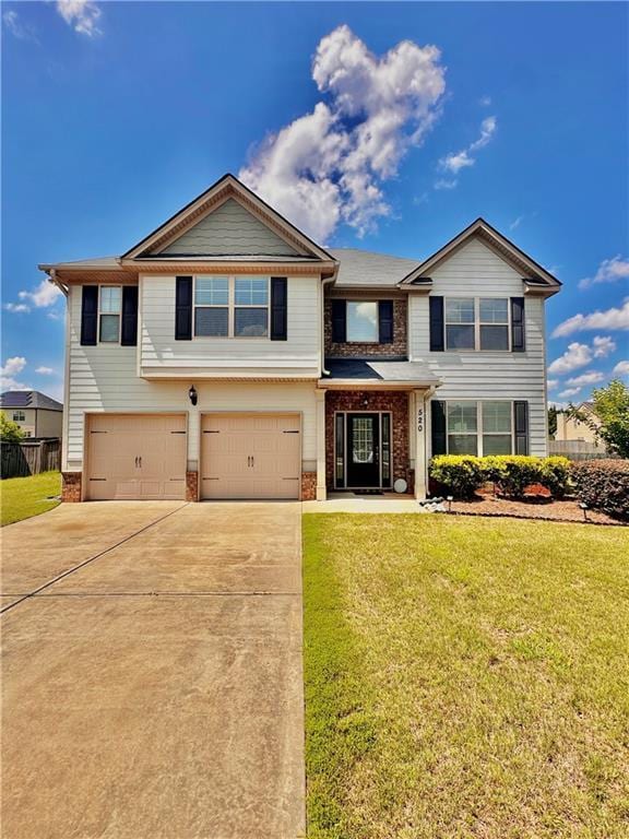 520 Harmony Way, Locust Grove, GA 30248 - view of front of property with brick siding, an attached garage, and concrete driveway