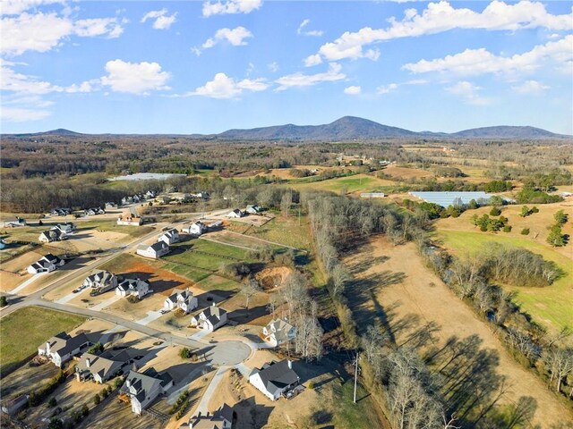 birds eye view of property with a mountain view