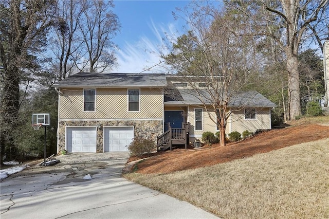 view of front of property with a garage