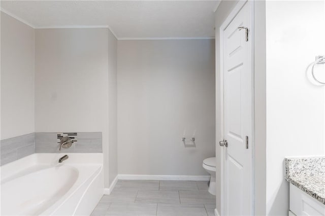 1406 Windy Ridge Ct SE, Conyers, GA 30013 - full bath featuring toilet, a bath, vanity, baseboards, and ornamental molding
