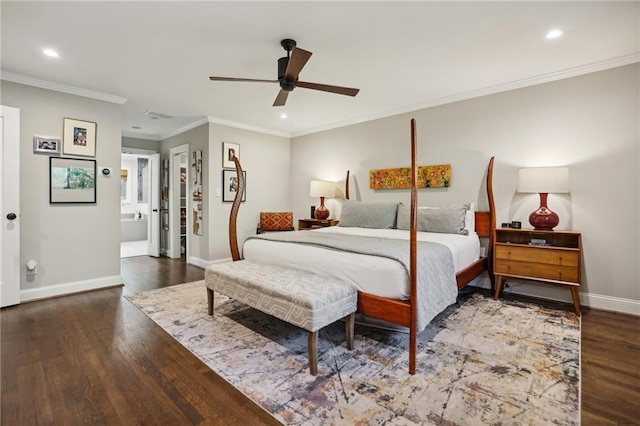 bedroom featuring recessed lighting, baseboards, and wood finished floors