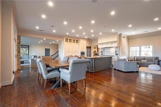 4252 Tall Hickory Trl, Gainesville, GA 30506 - dining space with dark wood-style flooring, plenty of natural light, recessed lighting, and stairway