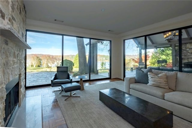 4252 Tall Hickory Trl, Gainesville, GA 30506 - sunroom / solarium featuring plenty of natural light and a chandelier