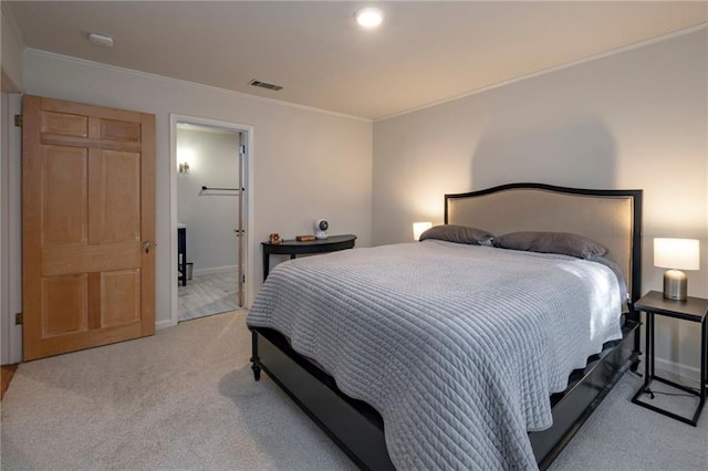 4252 Tall Hickory Trl, Gainesville, GA 30506 - bedroom featuring light colored carpet, ornamental molding, baseboards, and recessed lighting