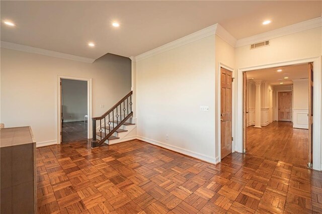 4252 Tall Hickory Trl, Gainesville, GA 30506 - empty room featuring crown molding, stairs, recessed lighting, and baseboards