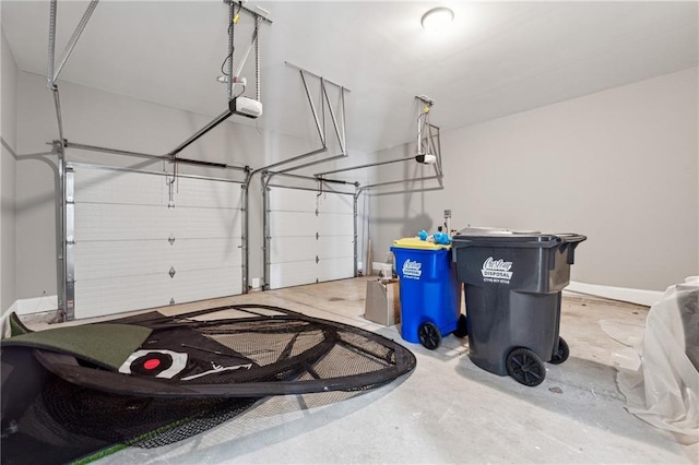 garage with a garage door opener