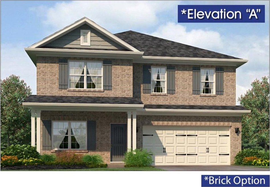 5011 Fairview Cir, Villa Rica, GA 30180 - view of front of property featuring an attached garage, concrete driveway, and brick siding