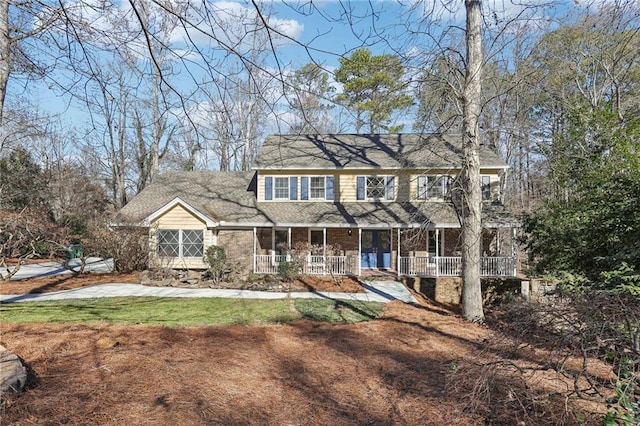 colonial house with covered porch