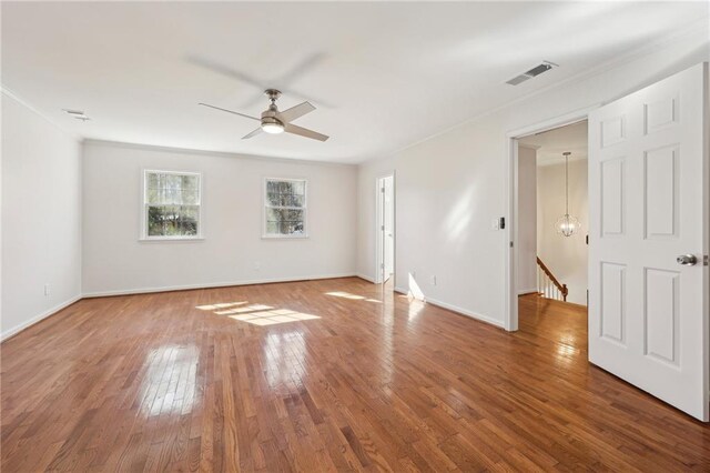 unfurnished room with light hardwood / wood-style floors, french doors, ceiling fan, and a healthy amount of sunlight