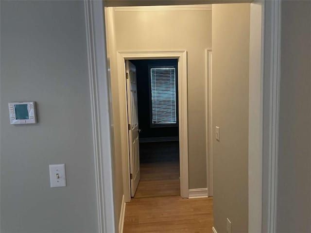 corridor featuring light hardwood / wood-style flooring