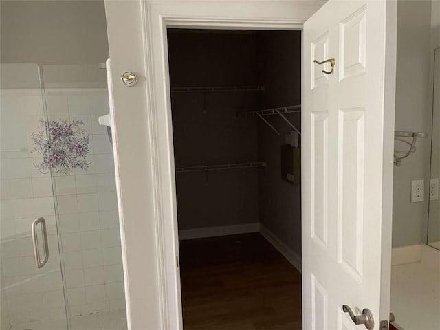 walk in closet featuring hardwood / wood-style floors