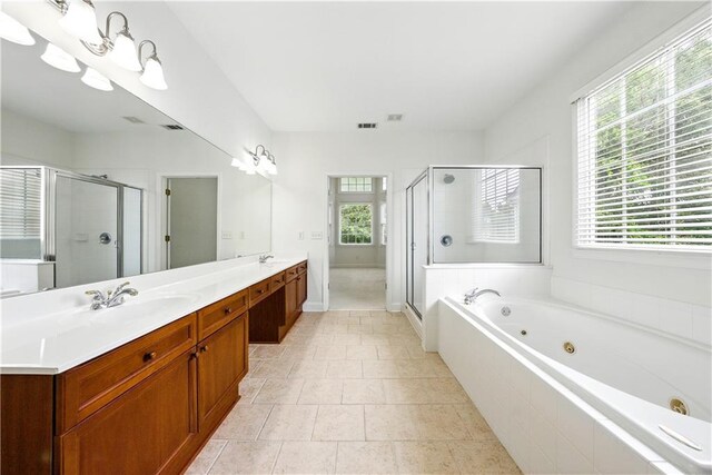 12554 Huntington Trce, Alpharetta, GA 30005 - bathroom with a stall shower, double vanity, and a jetted tub