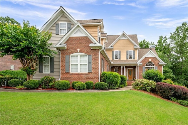 223 Oak Grove Dr, Dallas, GA 30157 - view of front of home with a front lawn, brick siding, and a chimney