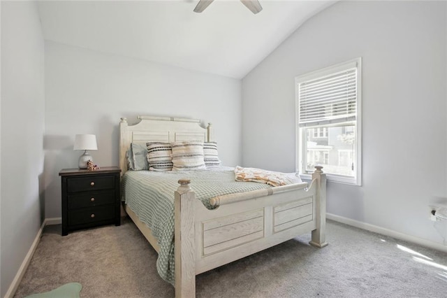 5925 Watersdown Way, Flowery Branch, GA 30542 - bedroom featuring vaulted ceiling, carpet flooring, baseboards, and a ceiling fan