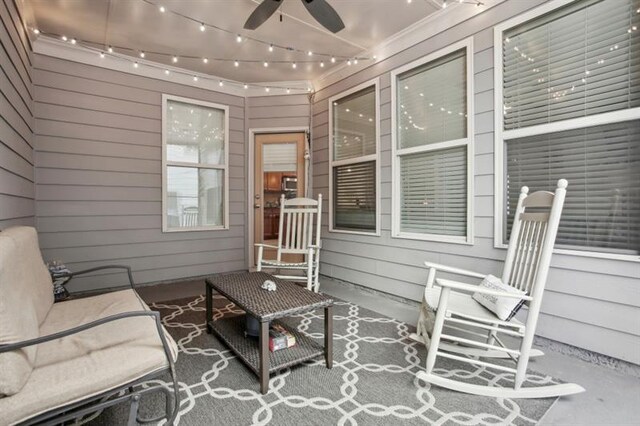 view of patio with a ceiling fan