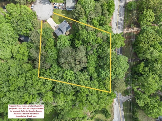 2722 Spring Side Ct, Douglasville, GA 30135 - aerial view of property and surrounding area featuring property boundaries highlighted