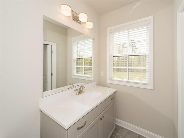 bathroom with baseboards and vanity