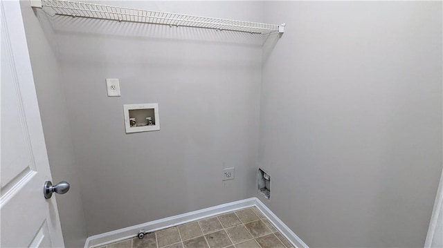 laundry room with hookup for an electric dryer, washer hookup, and baseboards