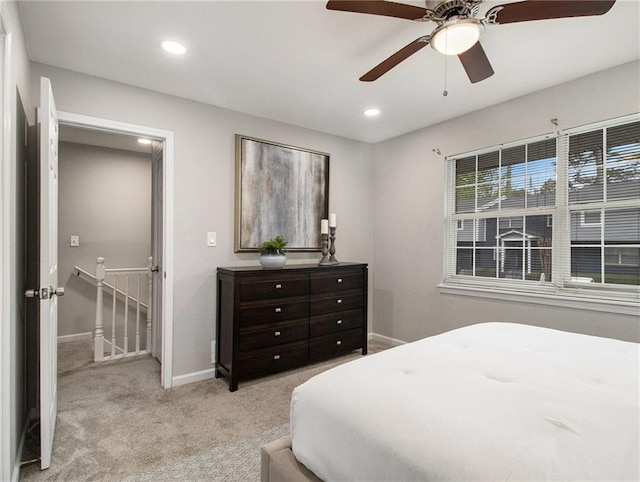 3149 Buford Hwy Unit 3, Brookhaven, GA 30329 - carpeted bedroom featuring baseboards, recessed lighting, and ceiling fan