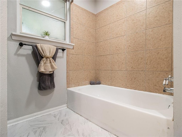 3149 Buford Hwy Unit 3, Brookhaven, GA 30329 - full bathroom featuring baseboards, marble look tile flooring, and tub / shower combination