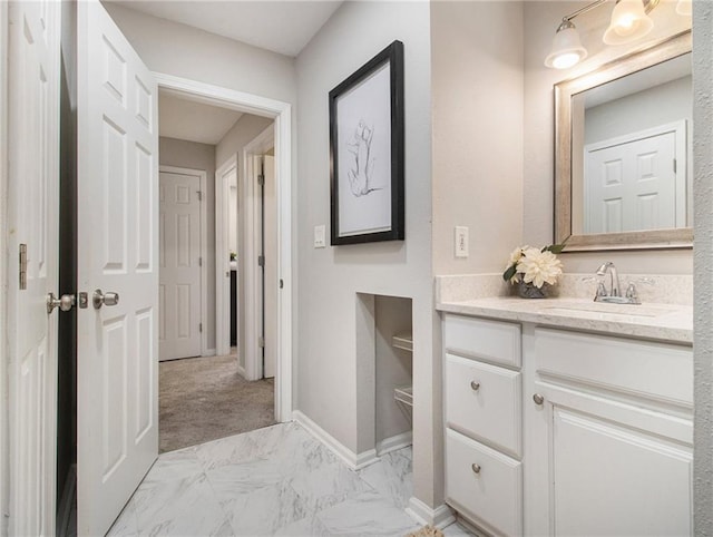 3149 Buford Hwy Unit 3, Brookhaven, GA 30329 - bathroom featuring vanity, marble look tile flooring, and baseboards