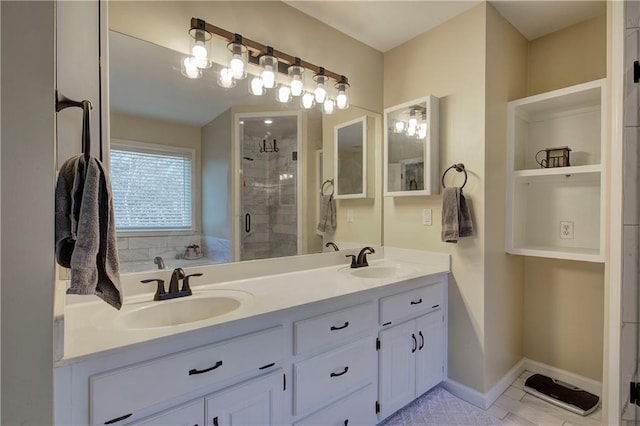 108 Arbor Hills Trl, Talking Rock, GA 30175 - full bath with a sink, a shower stall, baseboards, and double vanity