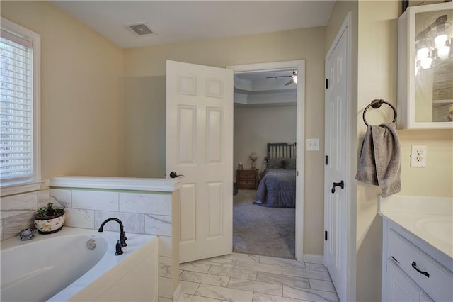 108 Arbor Hills Trl, Talking Rock, GA 30175 - bathroom with marble finish floor, visible vents, vanity, ensuite bath, and a bath