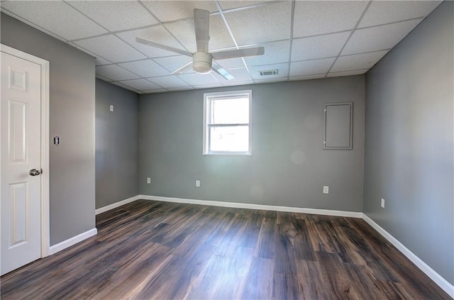 108 Arbor Hills Trl, Talking Rock, GA 30175 - empty room with dark wood-style floors, visible vents, ceiling fan, and a drop ceiling