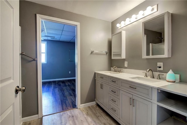 108 Arbor Hills Trl, Talking Rock, GA 30175 - full bath featuring a paneled ceiling, baseboards, a sink, and wood finished floors