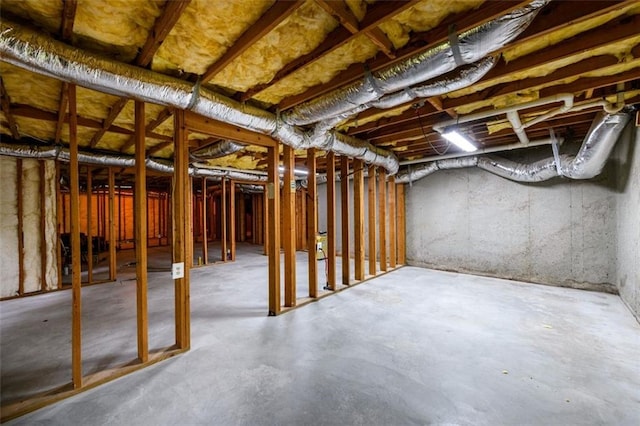 view of unfinished basement