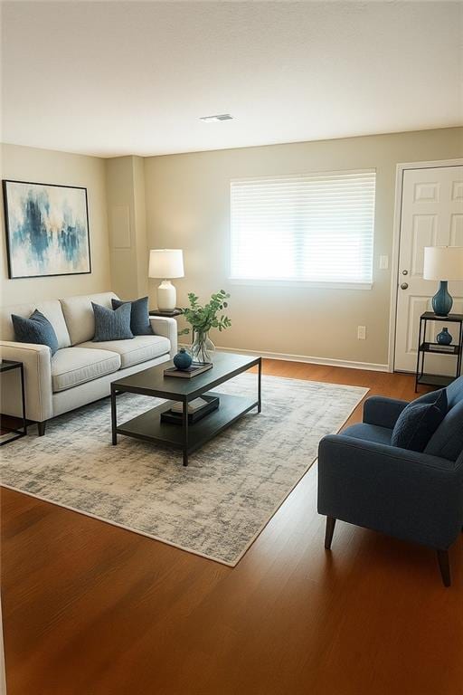 5581 Marbut Rd, Lithonia, GA 30058 - living area with wood finished floors and baseboards
