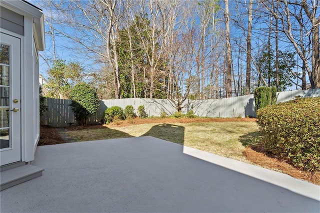 view of patio featuring a fenced backyard