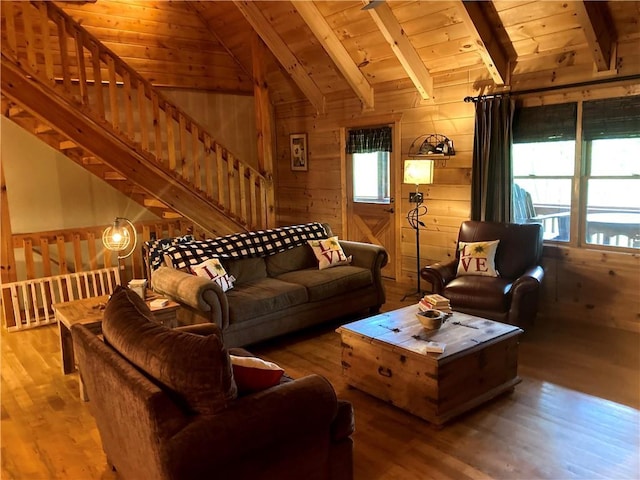 105 Ranch Mountain Ct, Dahlonega, GA 30533 - living area with wooden ceiling, wood finished floors, and wooden walls