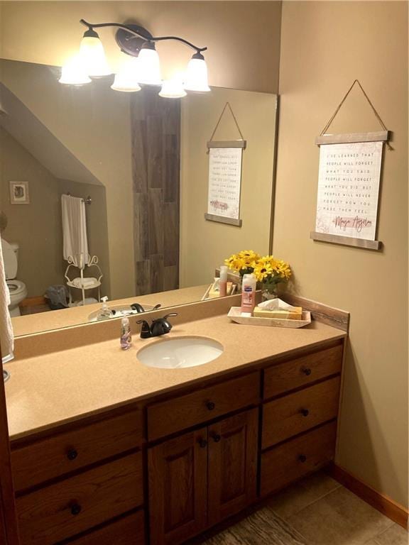 105 Ranch Mountain Ct, Dahlonega, GA 30533 - bathroom featuring toilet, vanity, and tile patterned flooring